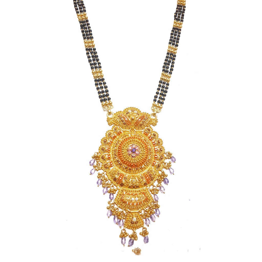 22k Gold Kalkatti Purple Beads Mangalsutra MGA - GM032
