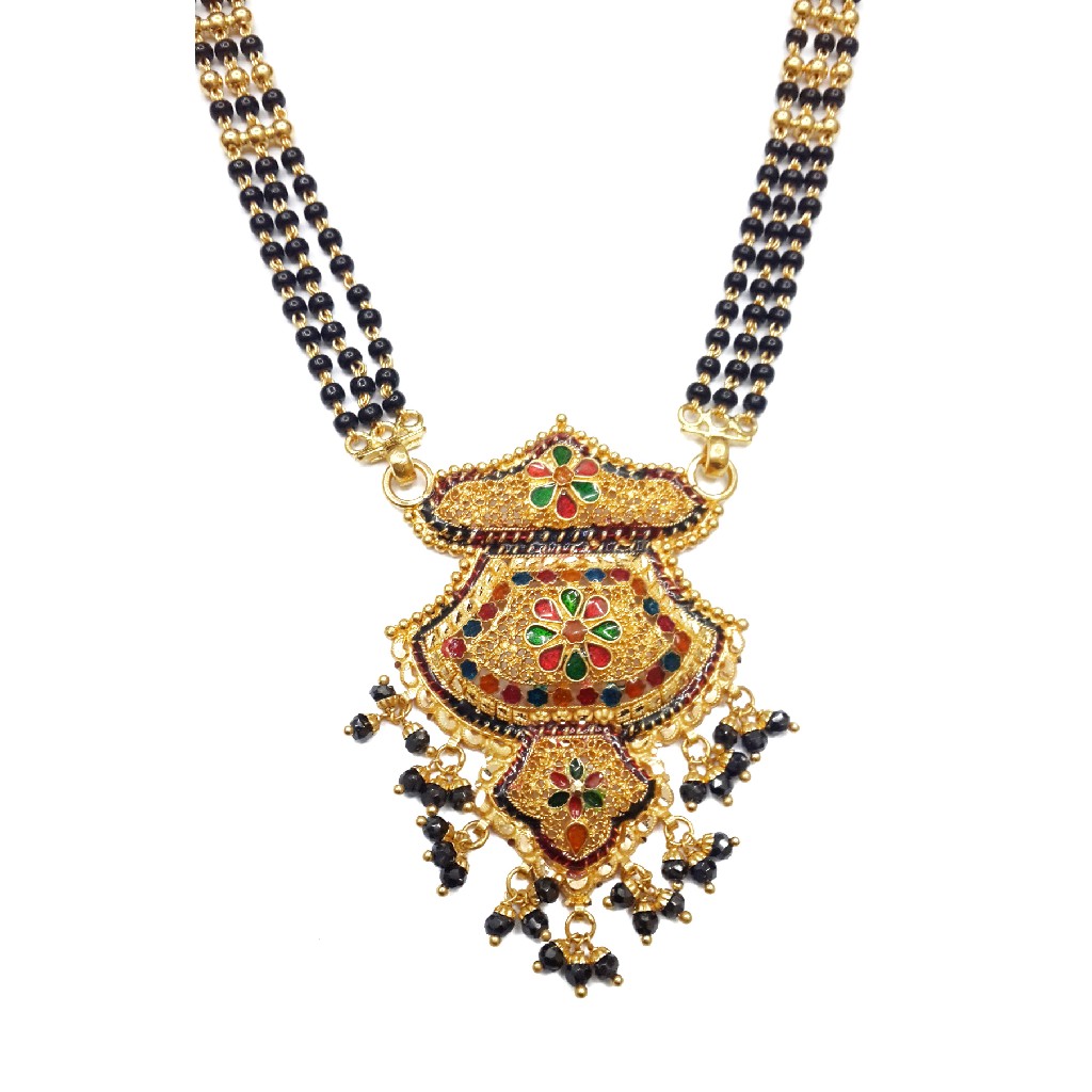 916 Gold Meenakari Flower Shape Mangalsutra MGA - GM025