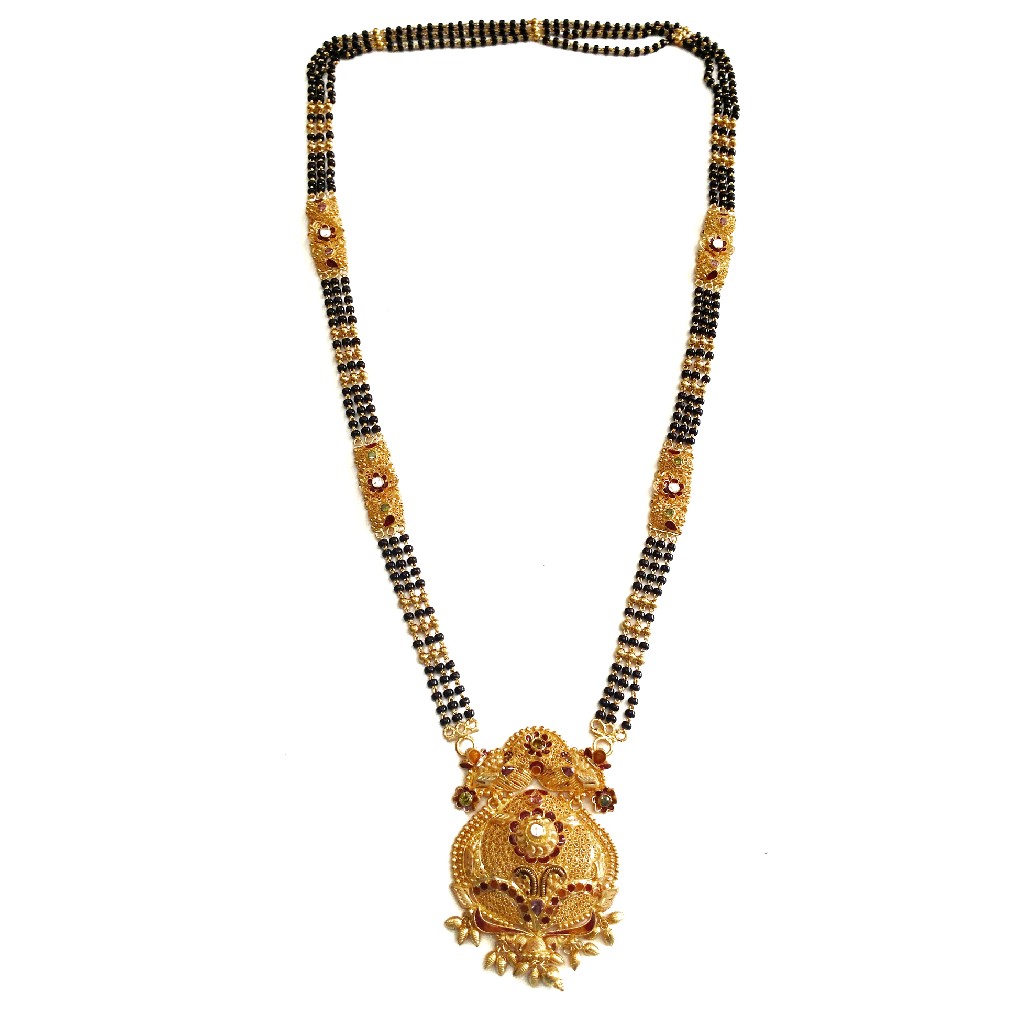 22k Gold Multi Meenakari Flower Mangalsutra MGA - GP023