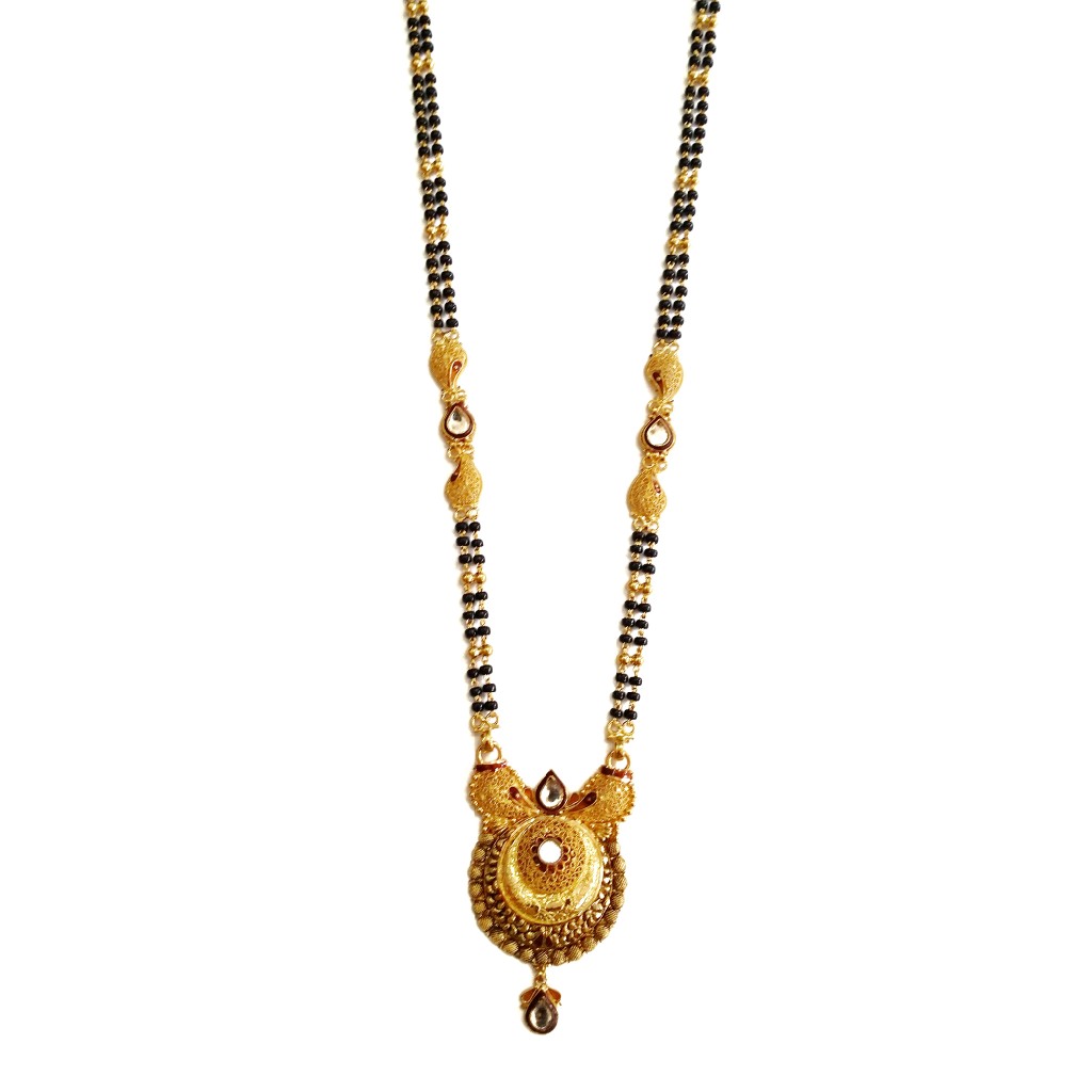 22k Gold Antique 2 Line Black Para Mangalsutra MGA - MGP019