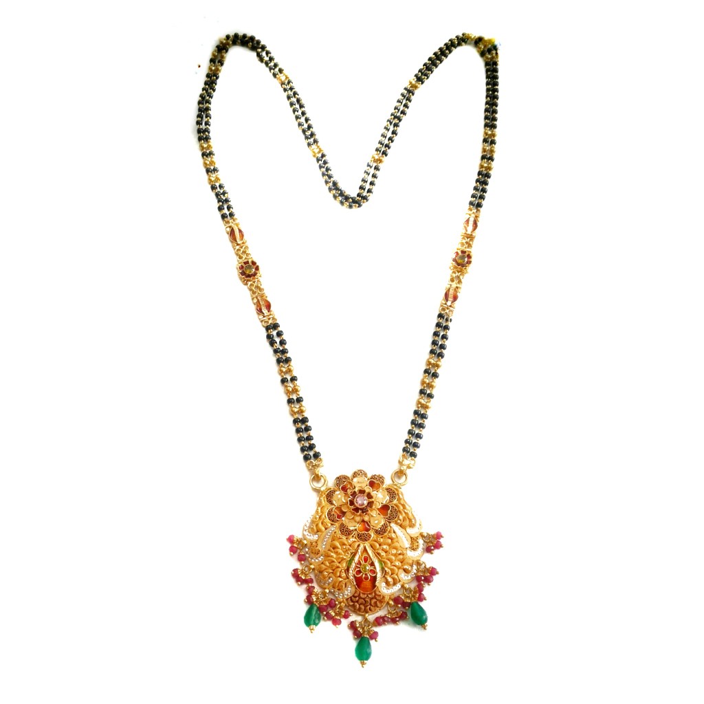 22k Gold Meenakari flower shape mangalsutra MGA - GM009