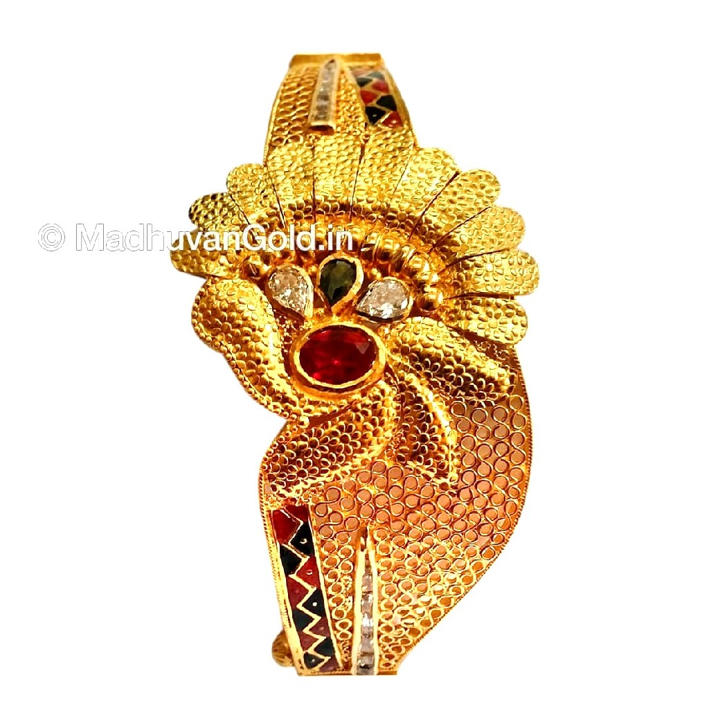 916 gold kalkatti designer kada bangles mga - gp081