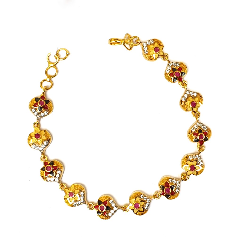 1 gram gold forming flower shape bracelet mga - bre0035