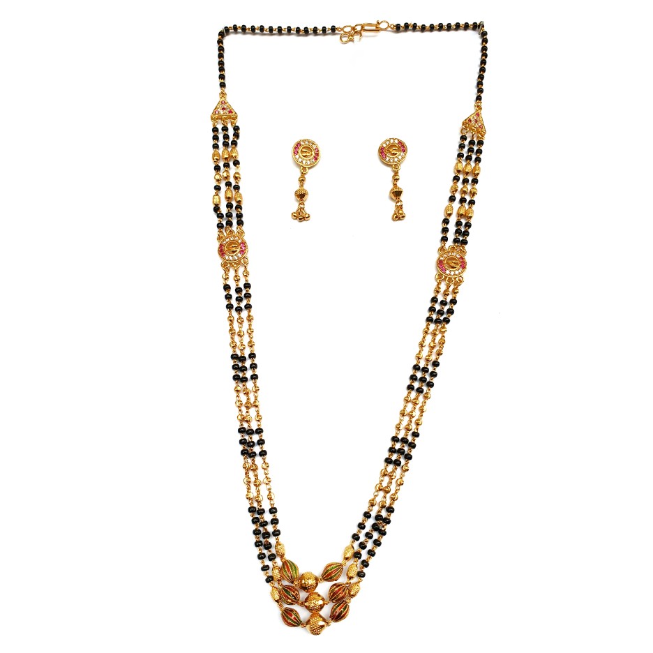 One gram gold forming three line mangalsutra mga - mse0101