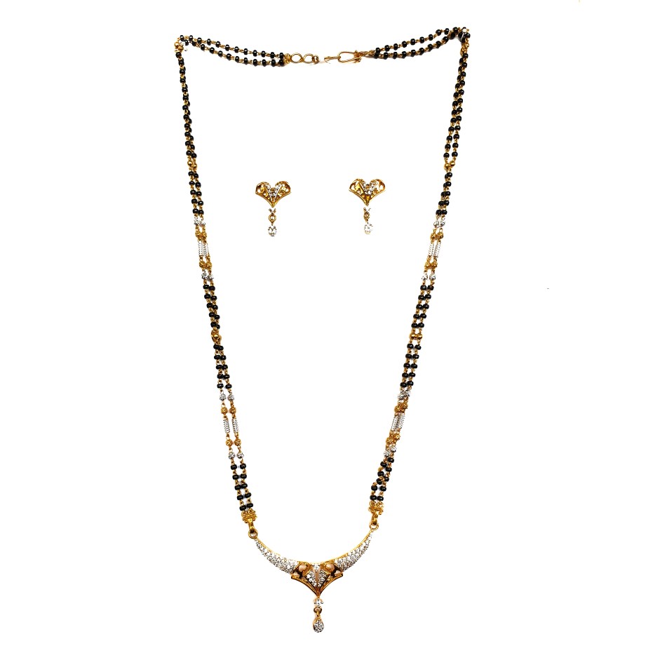 One gram gold forming cz diamond mangalsutra mga - mse0096