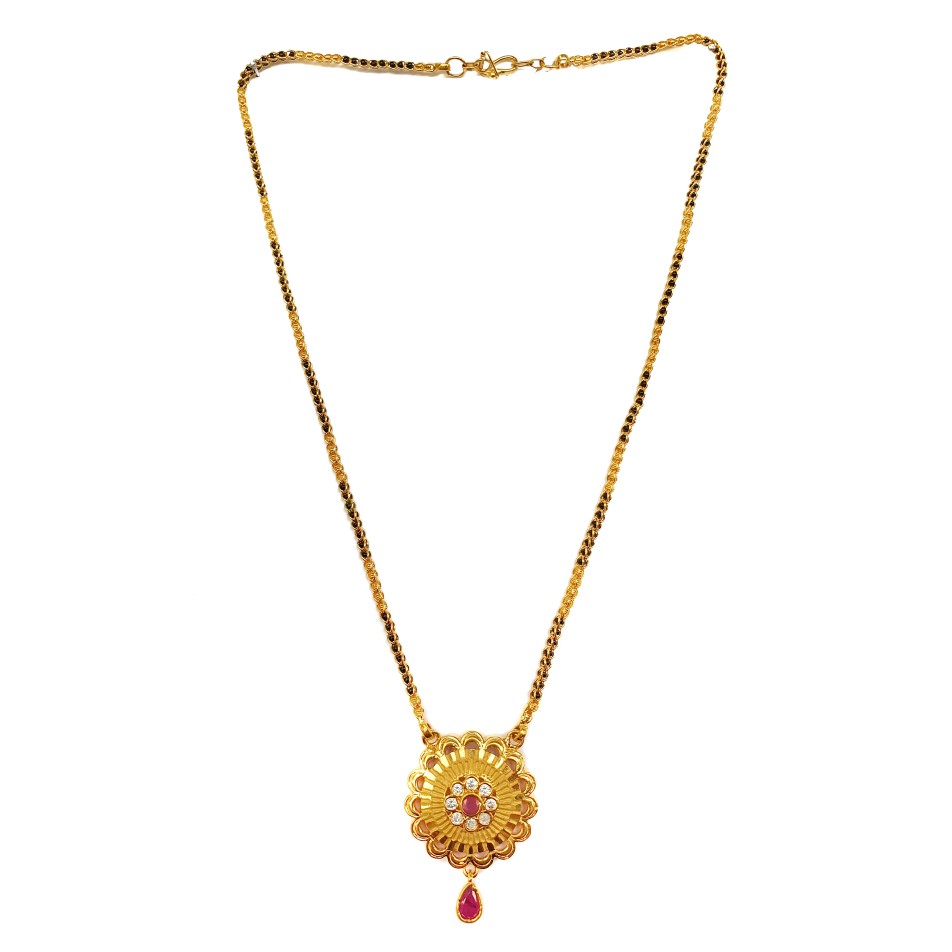 One Gram Gold Forming Single Line Mangalsutra MGA - MSE0029