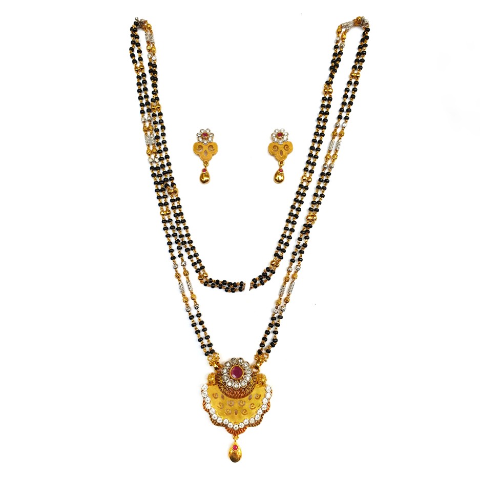 One gram gold forming fancy mangalsutra mga - mse0120