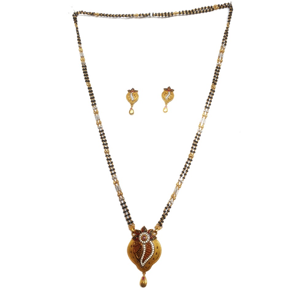 One gram gold forming two line mangalsutra mga - mse0117
