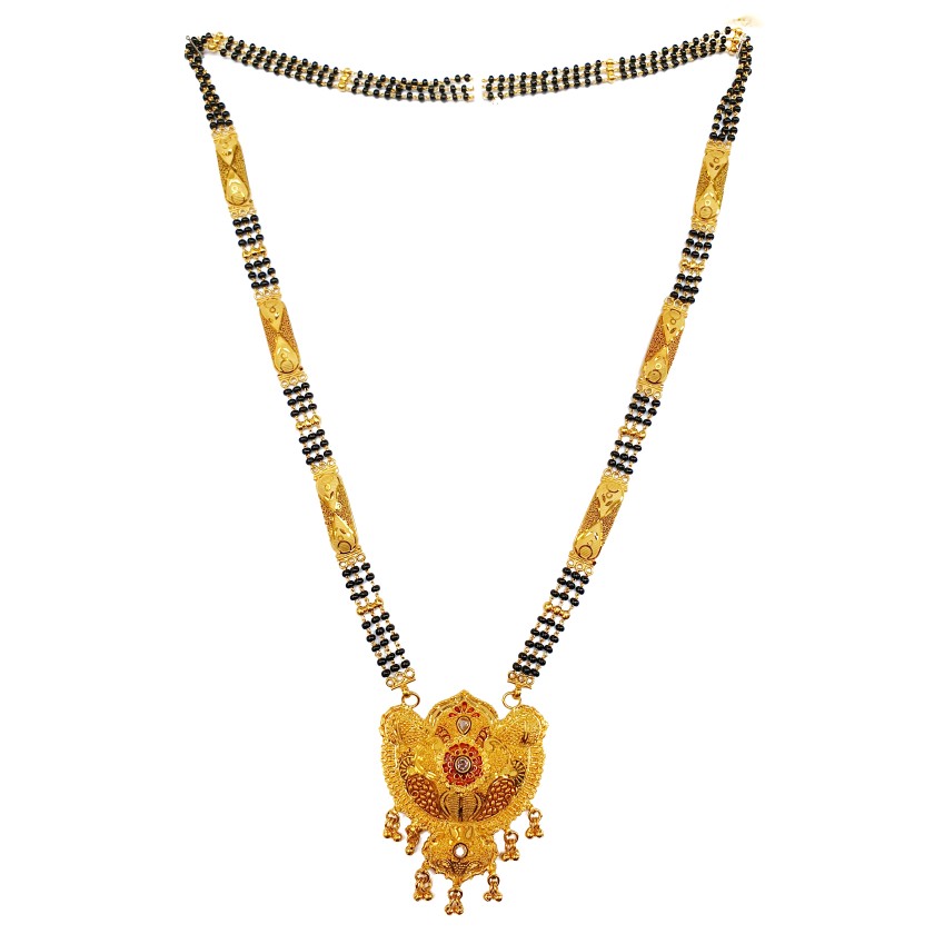 1 gram gold forming three line mangalsutra mga - mse0124