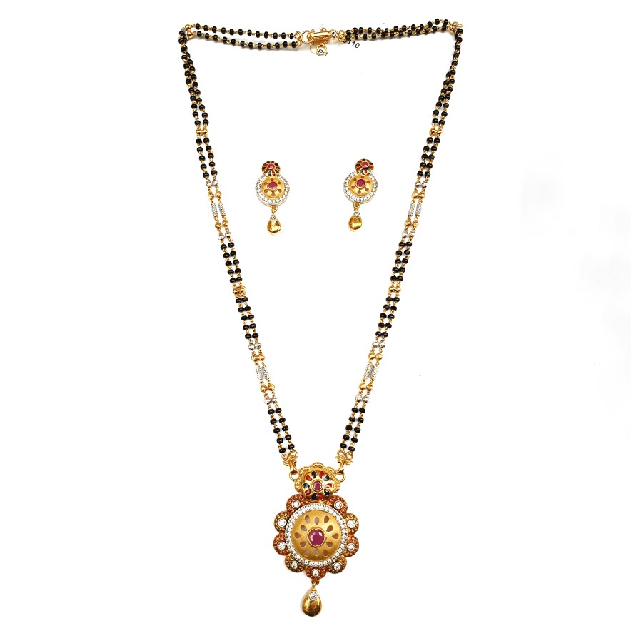 1 gram gold forming meenakari mangalsutra mga - mse0110