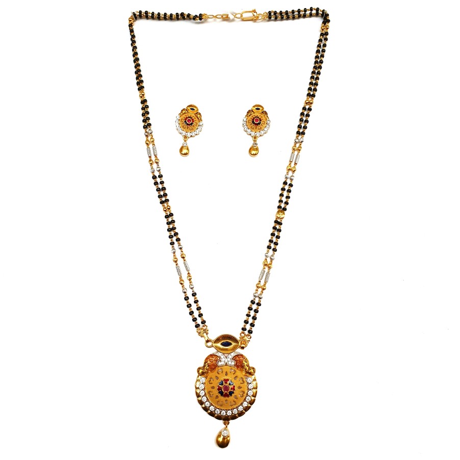 1 gram gold forming two line mangalsutra mga - mse0108