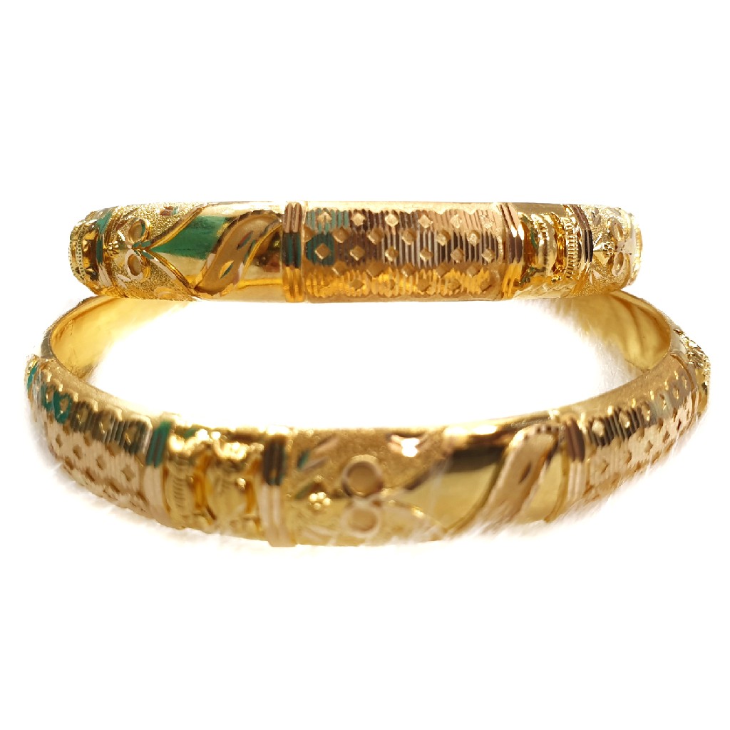 22k Plain Gold Patla Bangles MGA - GP079