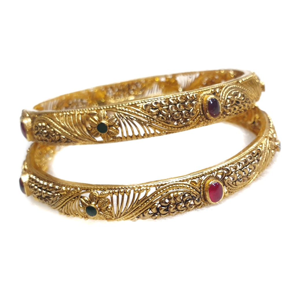 916 Gold Antique Kada Bangles MGA - GP075