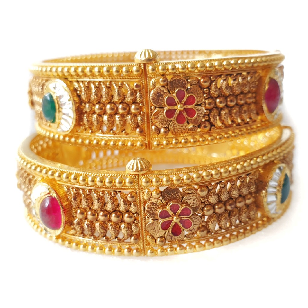 22k gold antique kada bangles mga - gp072