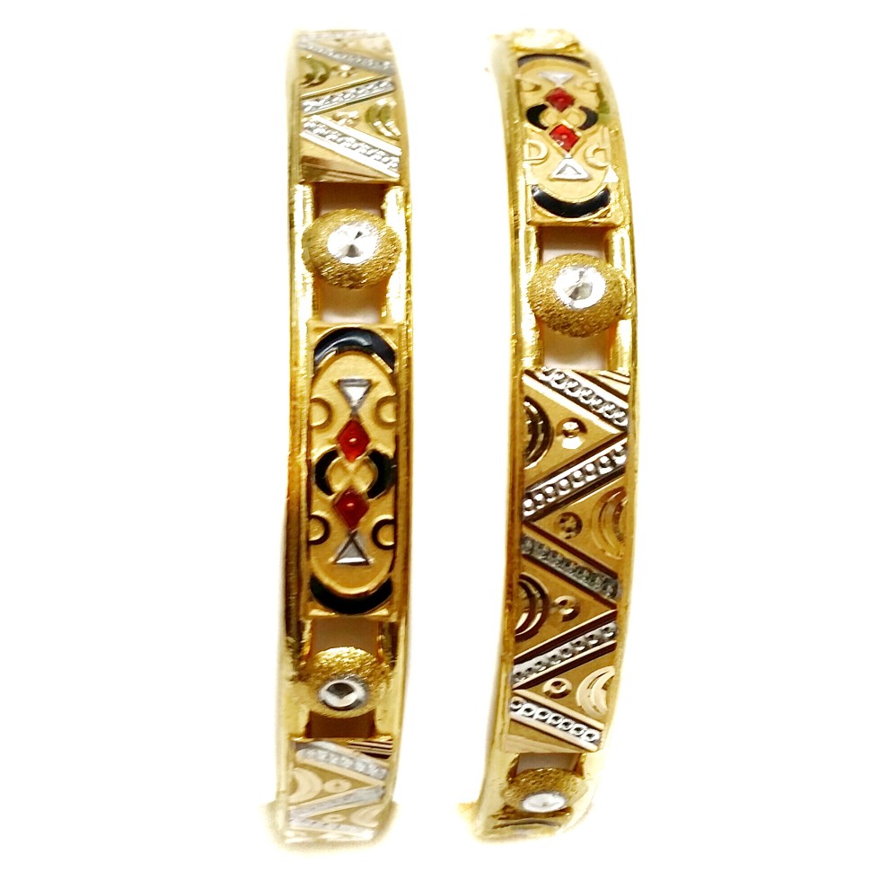 22k Gold Enamel Copper Kadli Bangles MGA - GK041