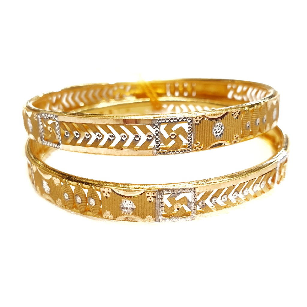 916 gold Swastik copper kadli bangles mga - gk038