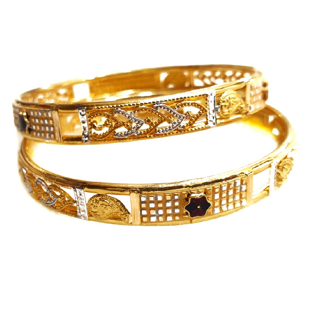 916 Gold Black Meenakari Copper Kadli MGA - GK037