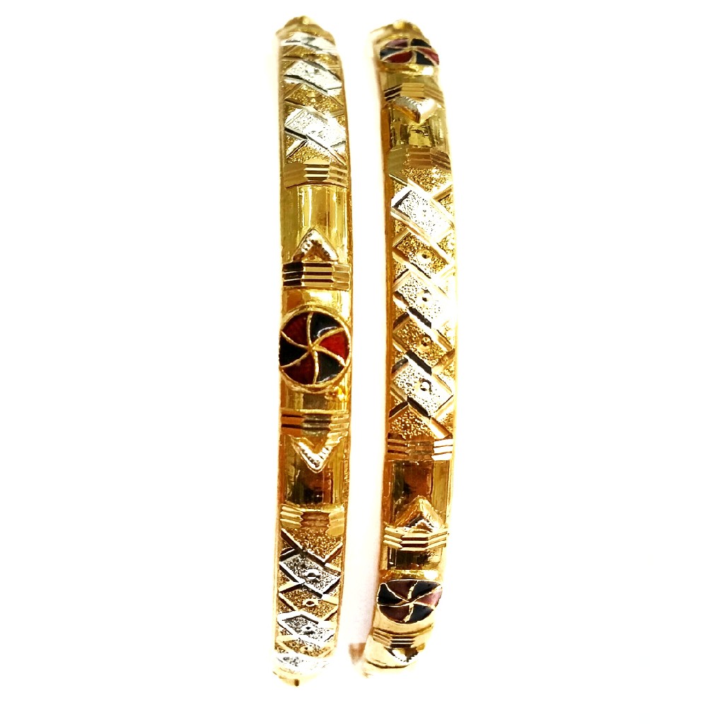 22k Gold Round Meenakari Copper Kadli bangles MGA - GK014