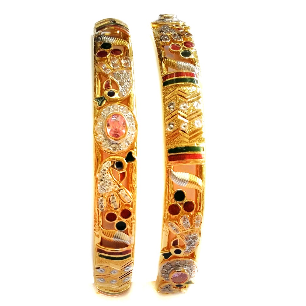 22k gold cz diamond peacock Kadli bangles  mga -  gk008