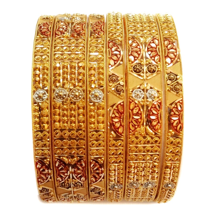 22k Gold Six Peace Kalkatti Kada Bangles MGA - GP059