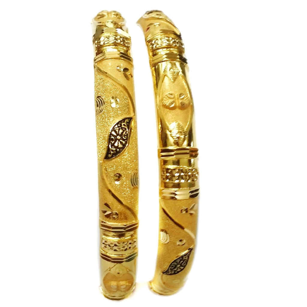 22k Gold Oxidised Fancy Kada Bangles MGA - GP056