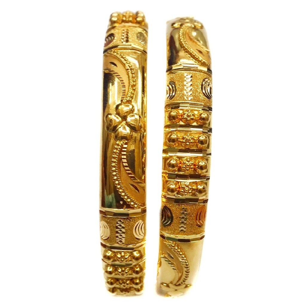 22k Plain Gold Fancy Patla Bangles MGA - GP046