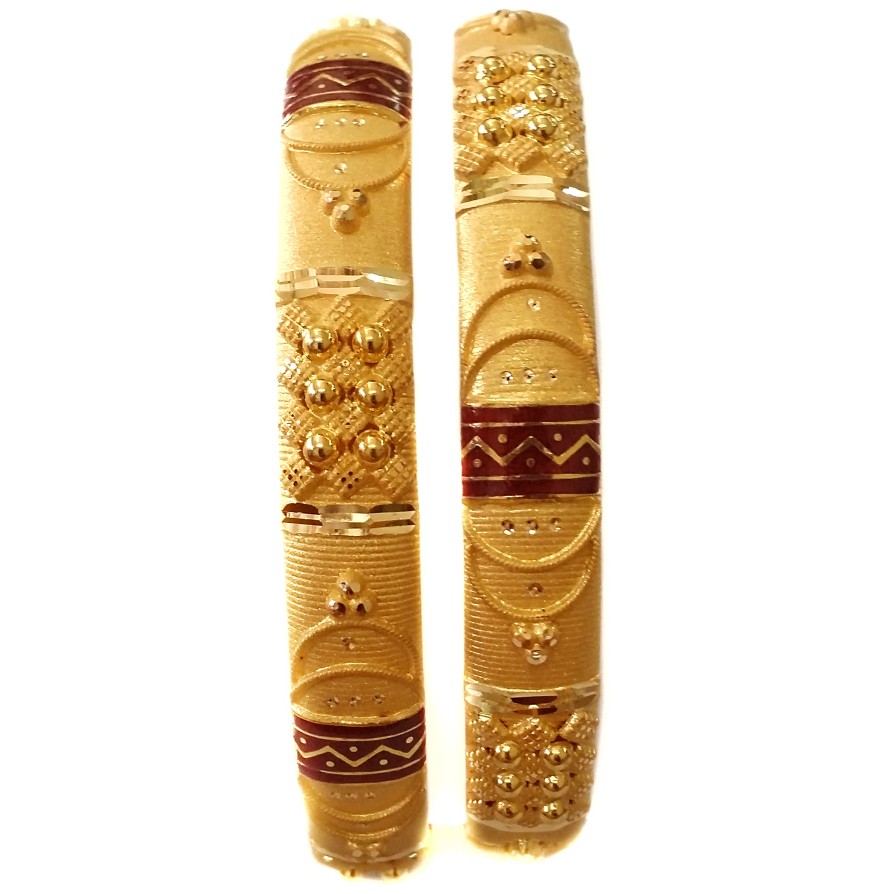 22k Gold Meenakari Half Round Patla Bangles MGA - GP039