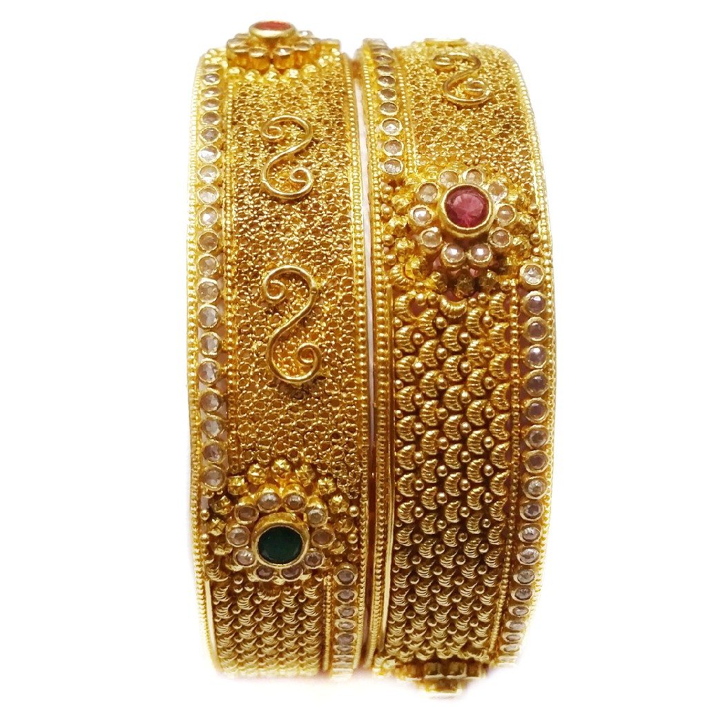 22k Gold Diamond Flower Shape Kada Bangles MGA - GP028