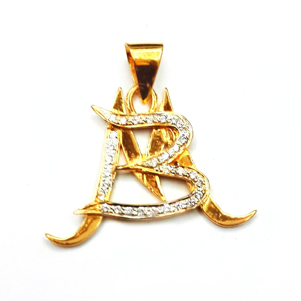 22K Gold CZ Diamond MB Monogram Pendant MGA - MGP013