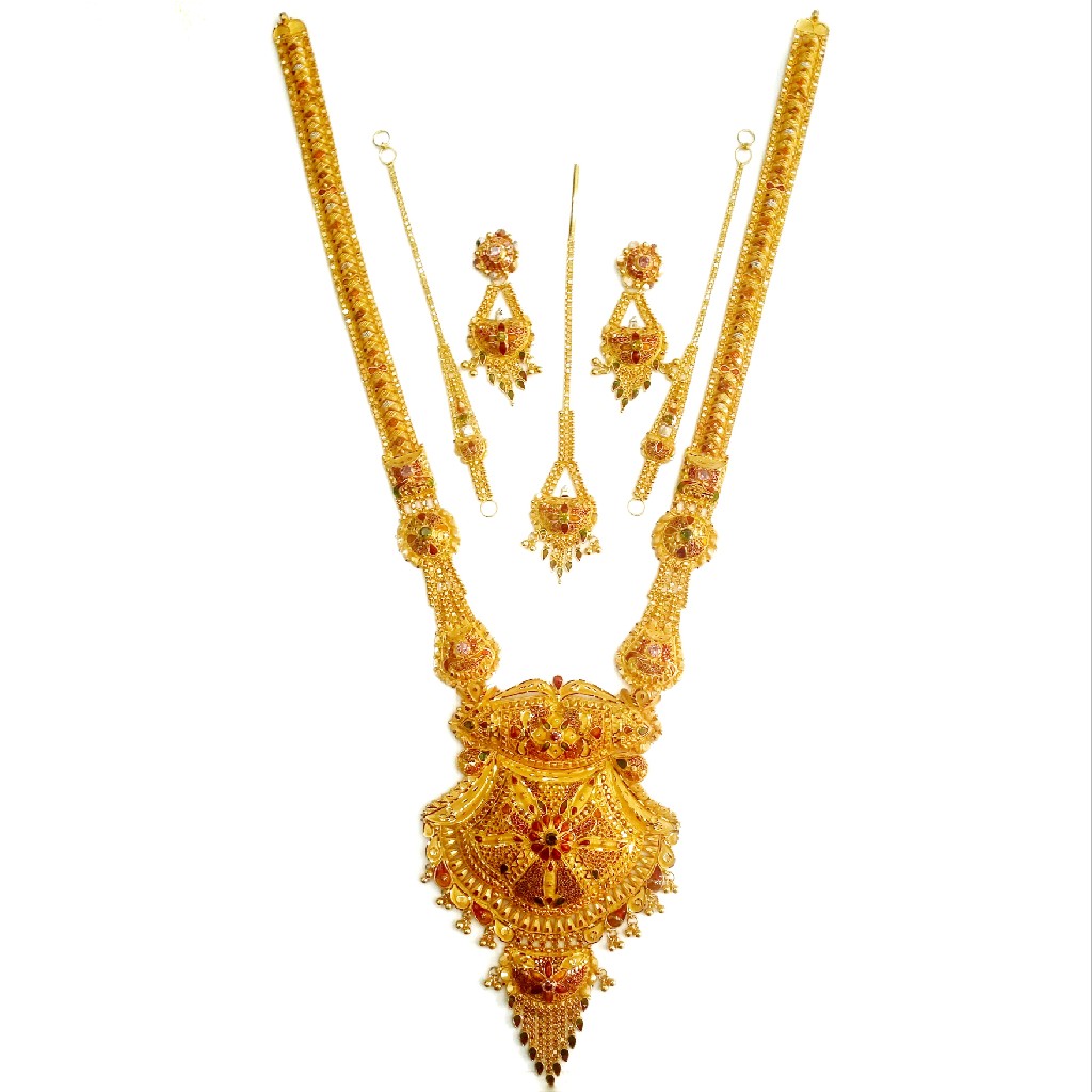 22k Fancy Designer Kolkati Long Necklace Set MGA - GLS014