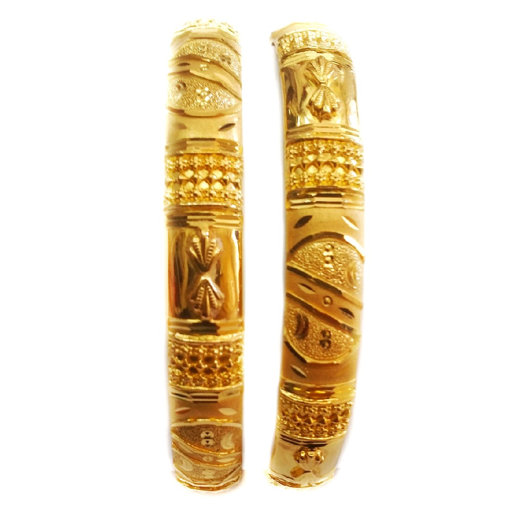 22k half round plain gold bengal kada mga - gp017