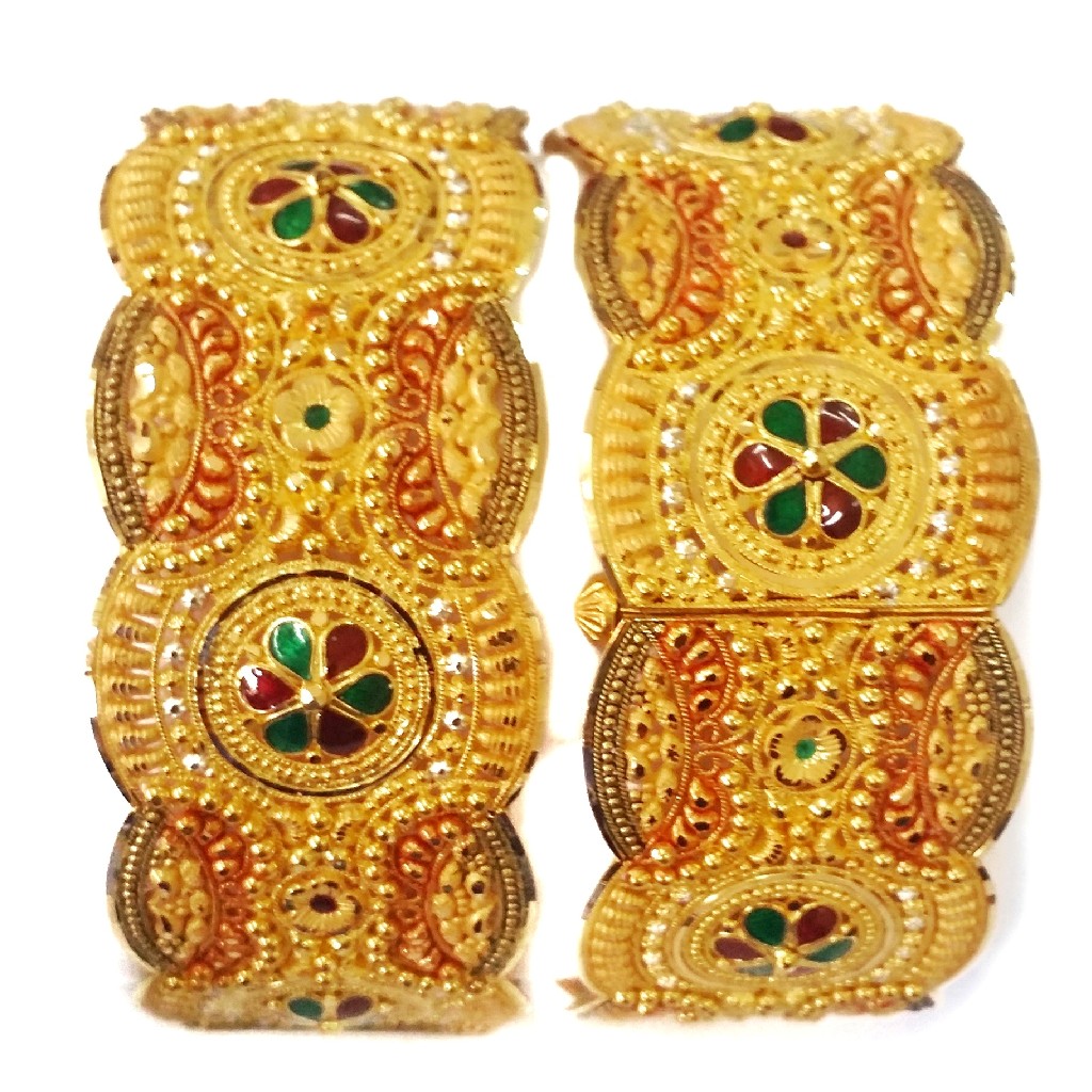 22k gold kalkatti meenakari flower baloya mga -. gp0015