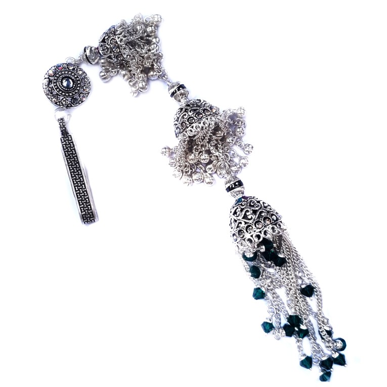 Long size antique rajwadi designer silver juda mga - jus0042