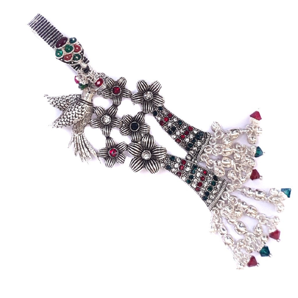 Oxidised bird flower pot shape silver juda mga - jus0046