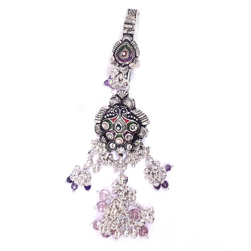 Oxidised meenakari peacock silver juda mga -jus0057