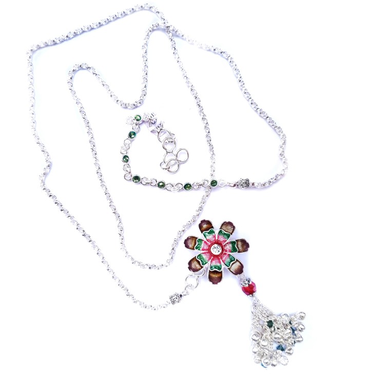 Meenakari flower shape silver kandora mga - jus0051