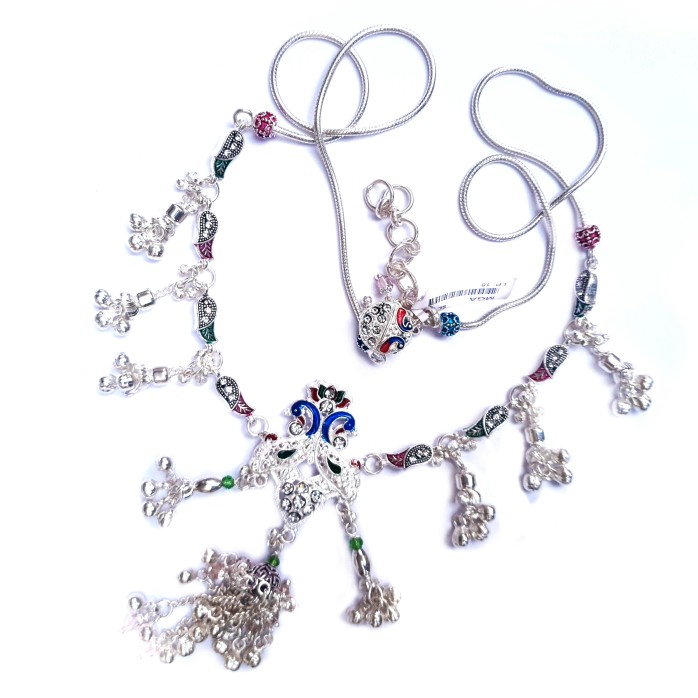 Designer peacock silver kamar bandh mga - kns0004