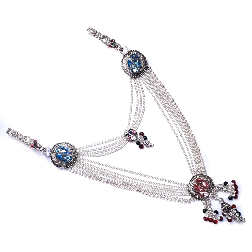 Pink and blue round shape silver kandora mga - jus0034