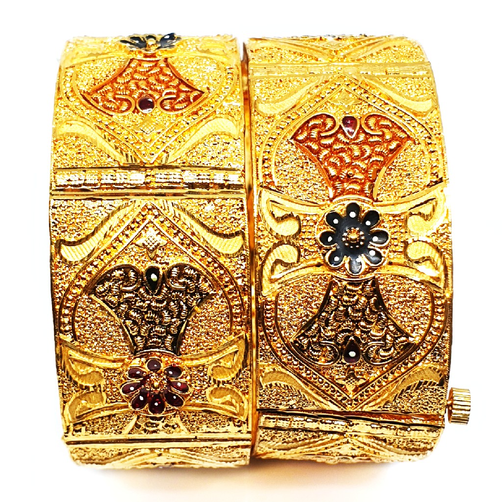 One gram gold forming kada bangles mga - bge0095