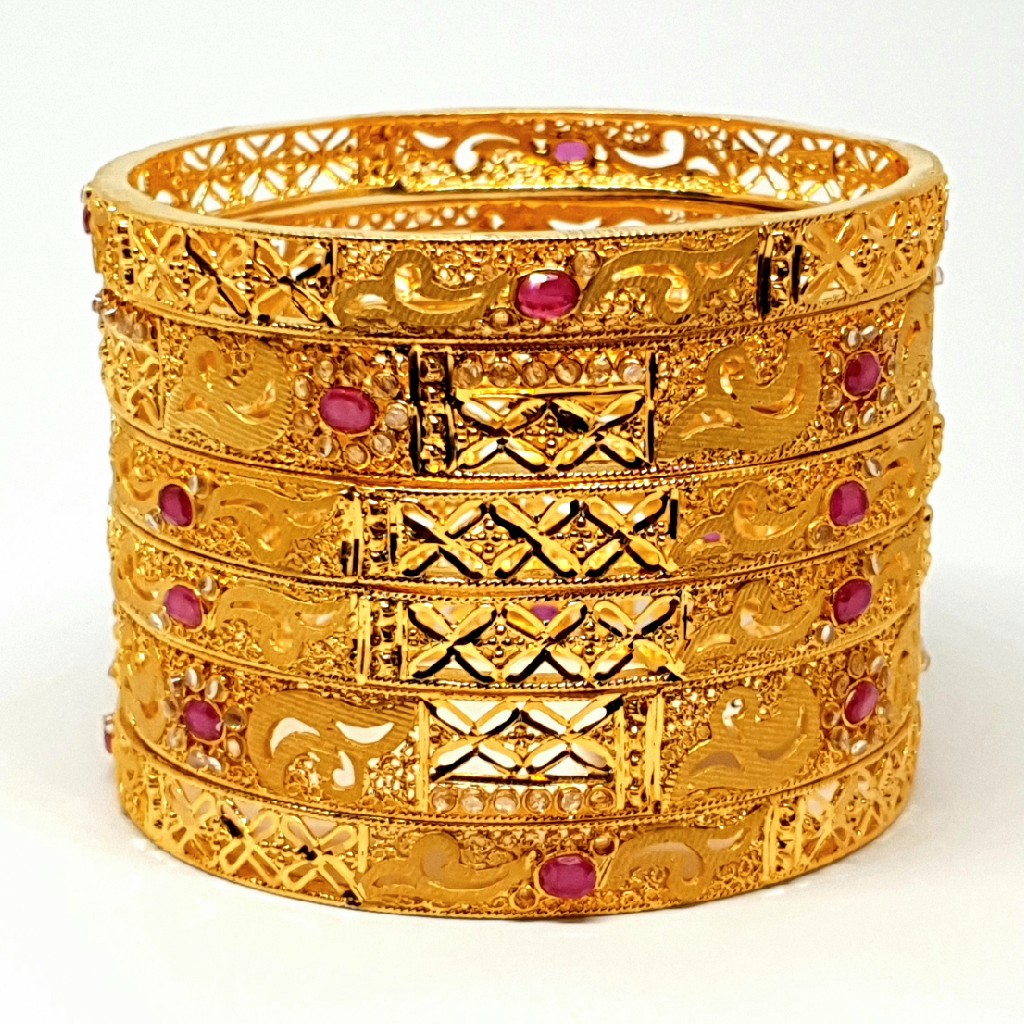 One gram Gold Forming 6 peace kada bangles mga - bge0090