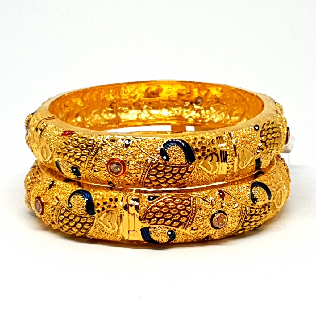 One gram gold forming peacock kada bangles mga - kpe0006