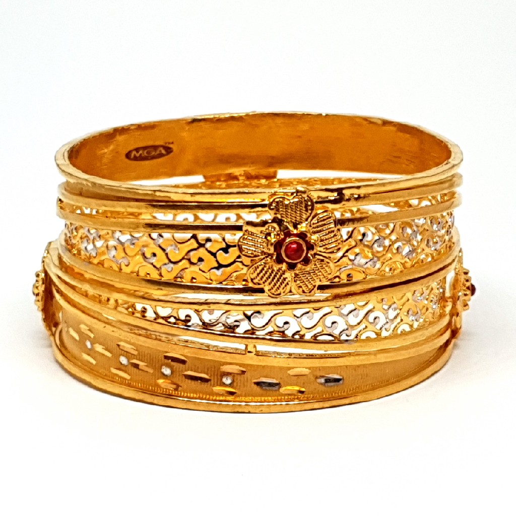 One gram gold forming flower kada bangles mga - bge0184