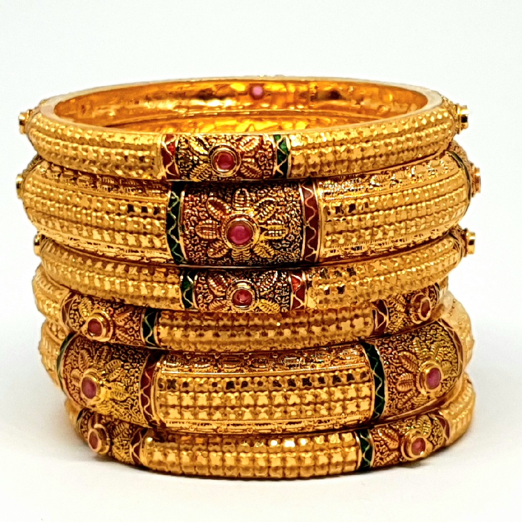 One gram gold forming kolkati bangles mga - bge0135