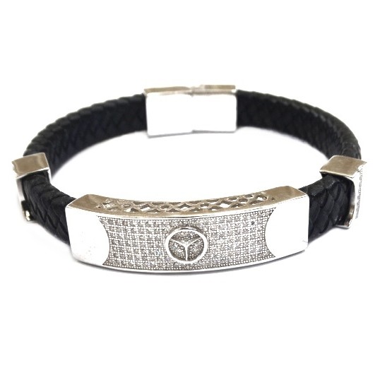 925 Sterling Silver Gents Mercedes Benz Kada Bracelet MGA - KRS0149