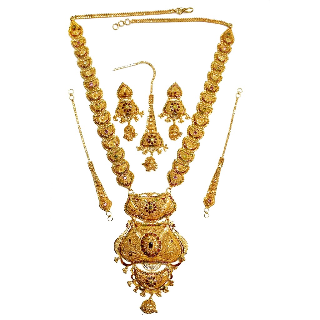 22k gold kalkutti long necklace set mga - gn0053