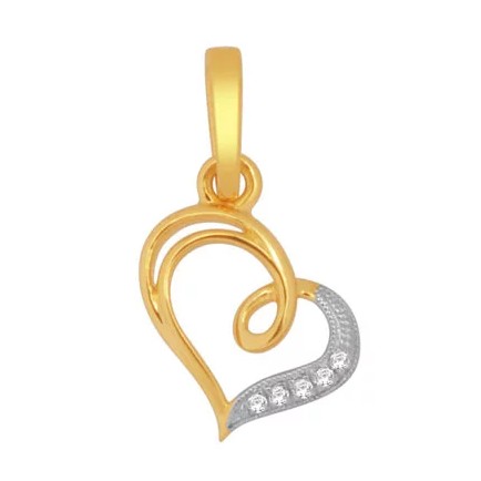 18k gold real diamond heart shape pendant mga - rp0034