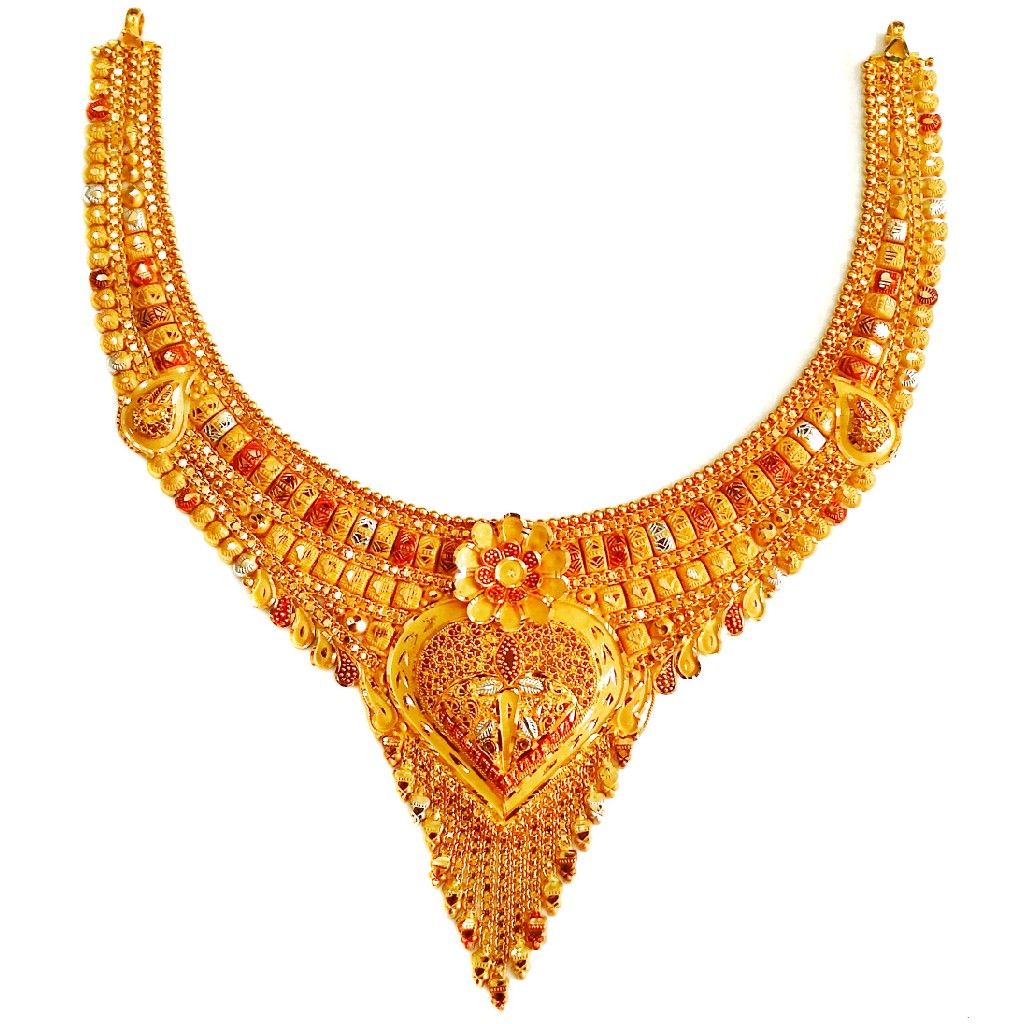 22k gold calcutti half necklace mga - gn0042