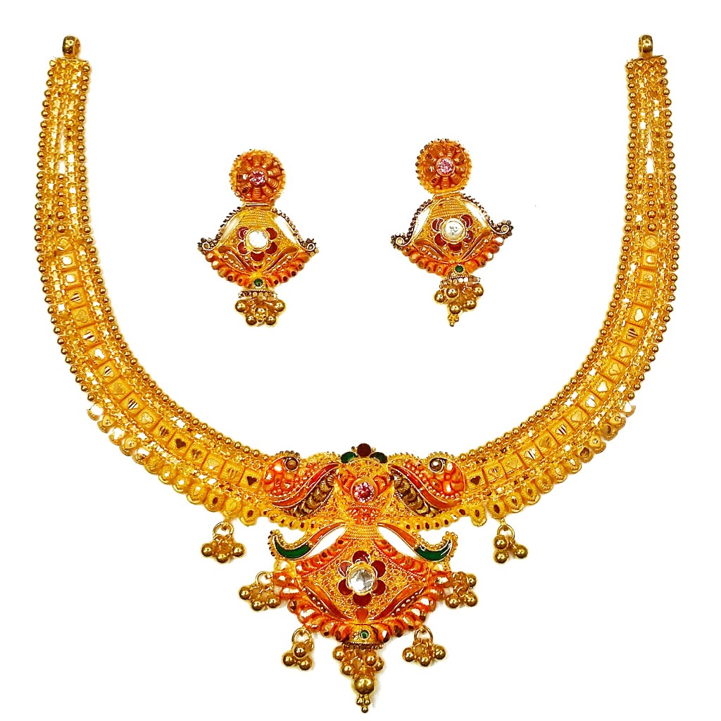 22k gold kulkatti half necklace set mga - gn0039