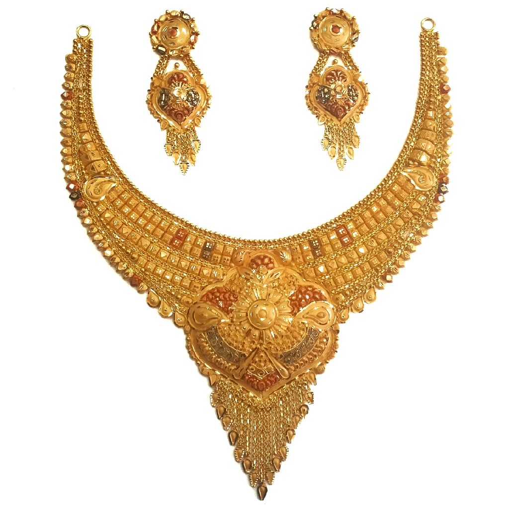22k gold kulkatti half necklace set mga - gn0036