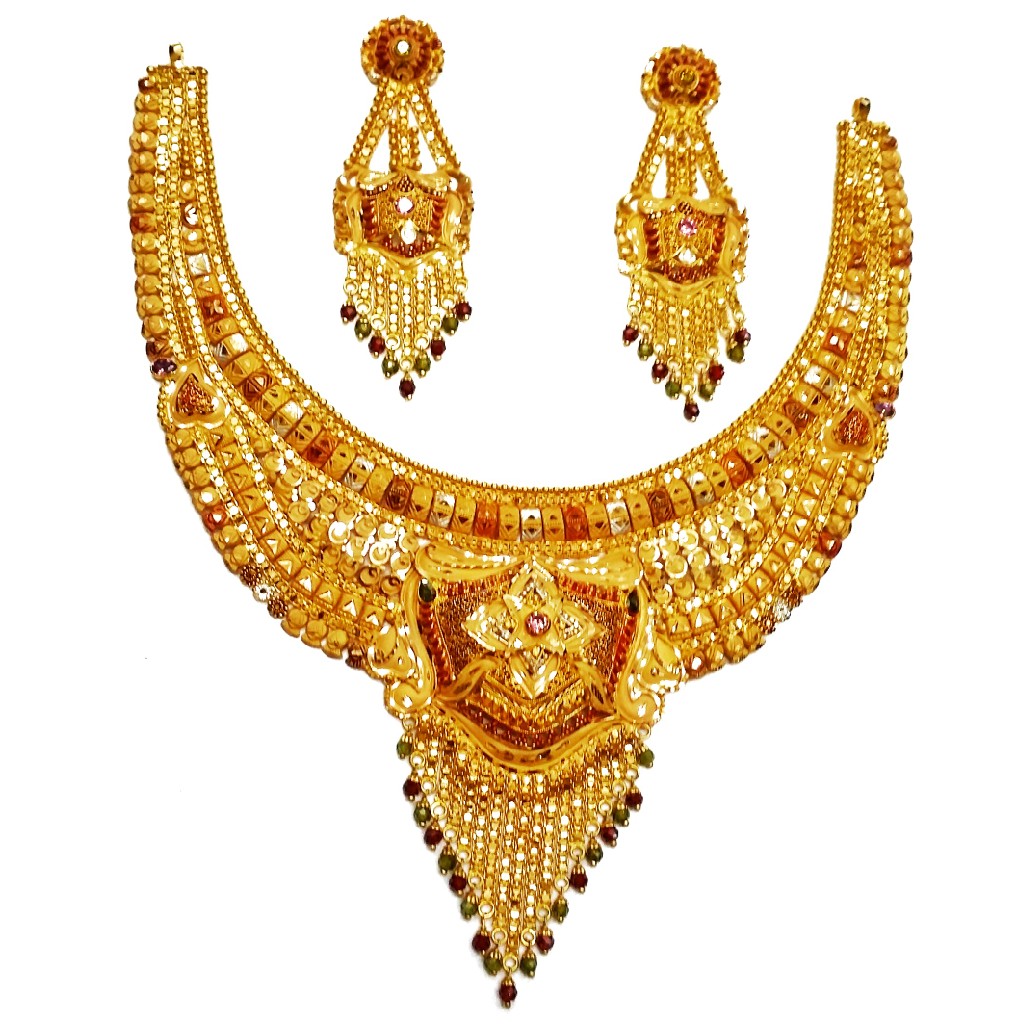 22k gold kulkatti half necklace set mga - gn0035